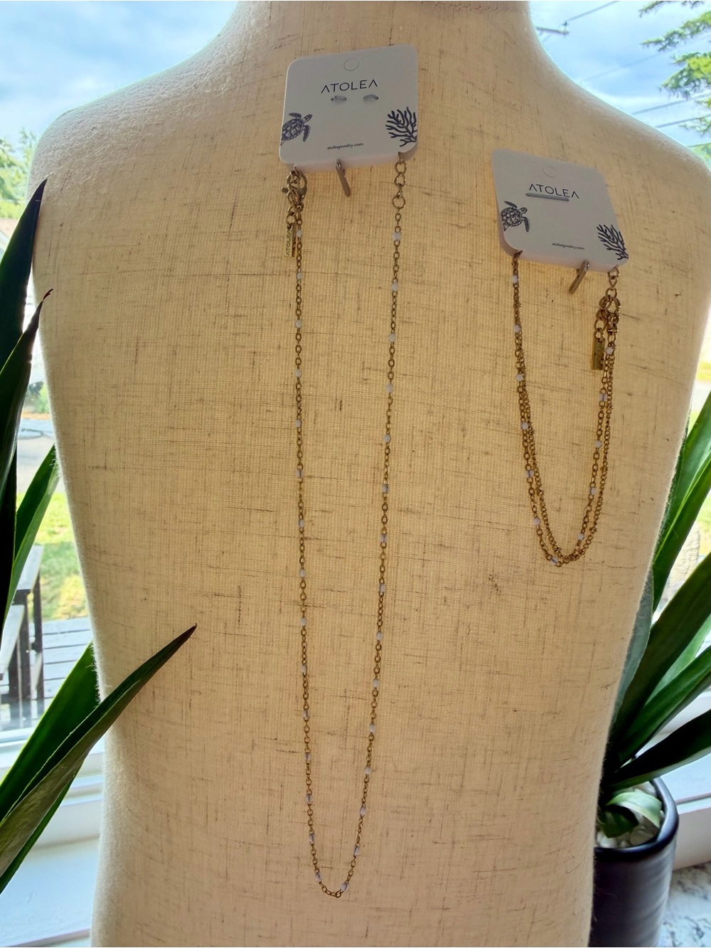 New ATOLEA White Beaded Choker necklace chain Bracelet Set Lead free Trending